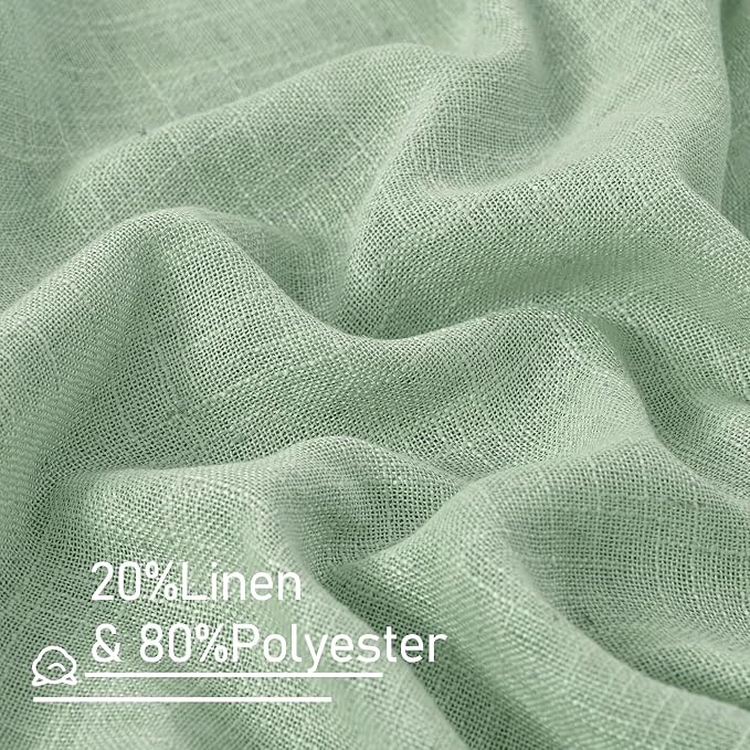 Sheer Linen Curtains 63 Inch for Bedroom, Light Filtering Neutral Semi Sheer - Image 3