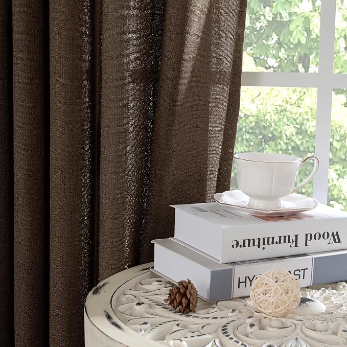 YoungsTex Brown Linen Curtains 63 Inches Length - Image 8