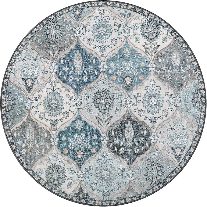 Lahome Moroccan Washable Round Rug, Soft Vintage Small Round Rug 3ft | Non-Slip - Image 3