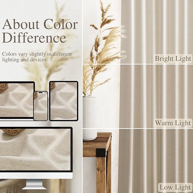 Nanspring Eclectic Home Decor Linen Curtains 96 Inches Long - Image 3