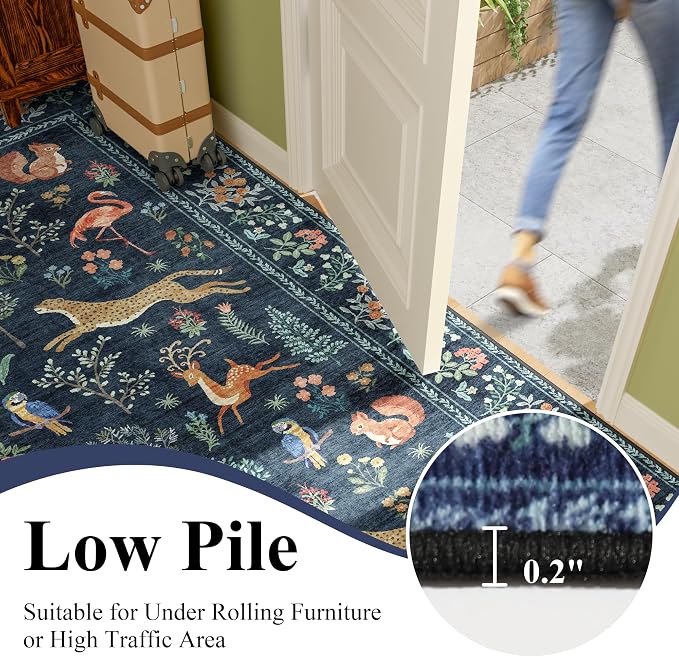 DUKINO 5x7 Area Rugs, Washable Animal Rug Living Room Non Slip, Soft Indoor - Image 8