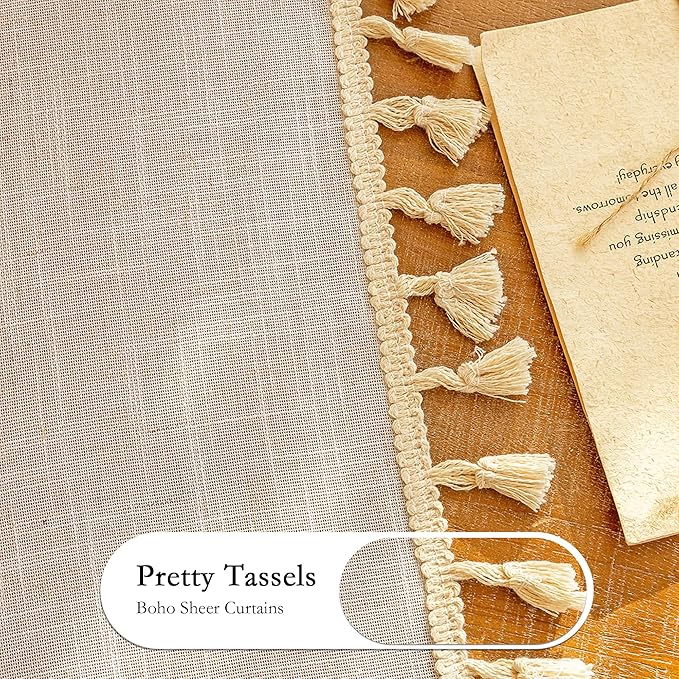 MYSKY HOME Natural Boho Sheer Curtains - Image 5