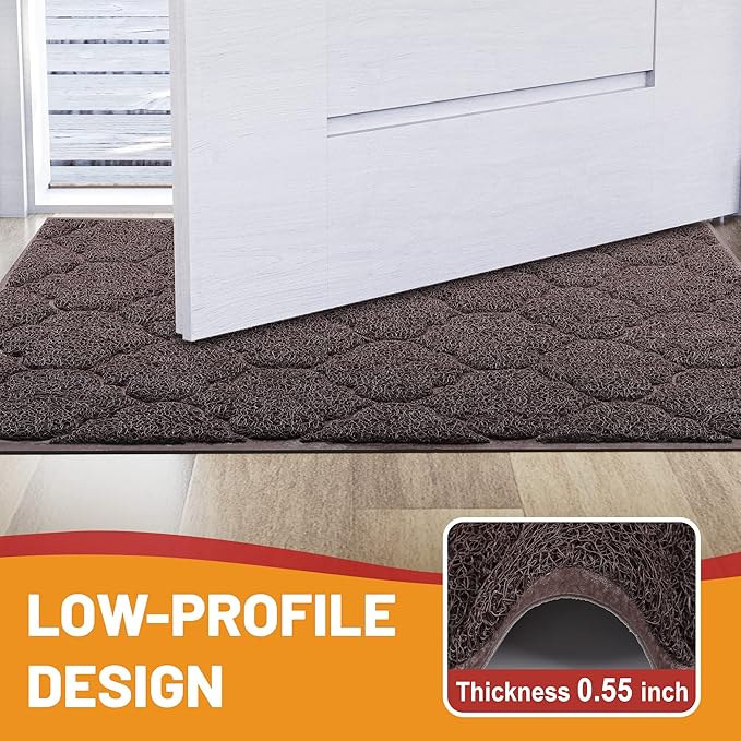 Door Mat Outdoor, 24x36, Welcome Mats for Entryway, Front Doormat for Home Entrance, Indoor Floor Mat, Durable, Non-Slip, Boot Scraper, Catches Muddy and Dirt(Brown)