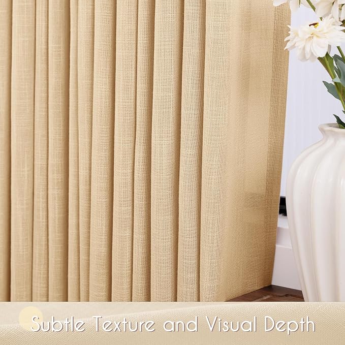 Tan Linen Curtains 102 inches Long - Image 3