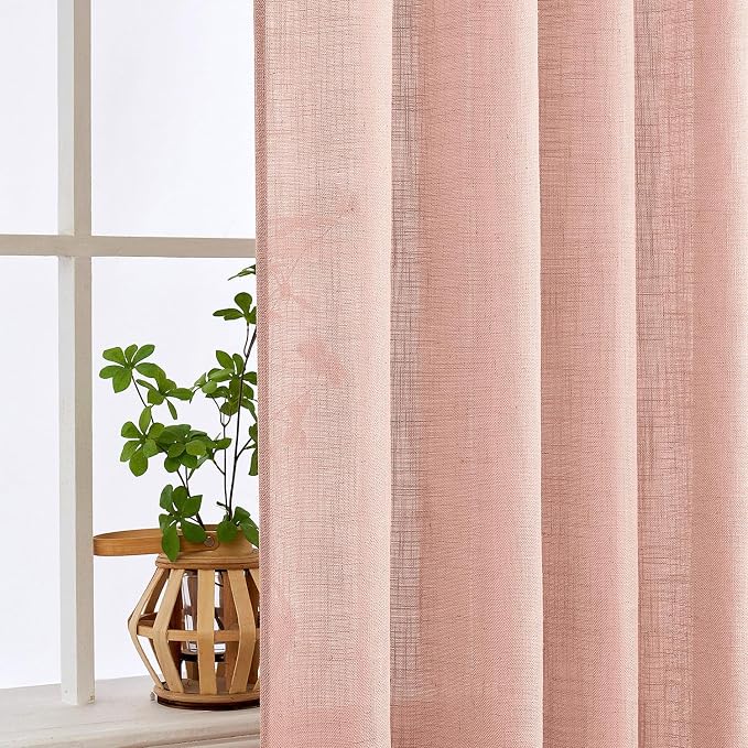 MIULEE Blush Pink Linen Curtains 52x84 Inch Length 2 Panels - Image 5
