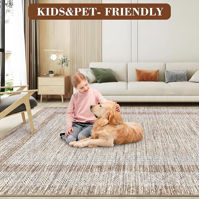 GarveeHome Modern Geometric Area Rug 4x6 Distressed Bordered Washable Non Slip - Image 7
