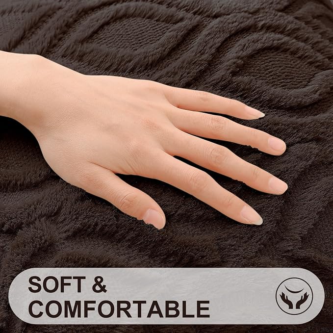 decorUhome Throw Pillow Covers 24x24 Inch Set of 2, Soft Plush Faux Wool Dark - Image 2