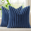 decorUhome Fall Faux Fur Throw Pillow Covers 12x12 Set of 2 Navy Blue | by decorUhome