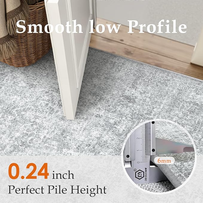 PureCozy 6x9 Area Rug Washable Vintage Living Room Carpet Large Indoor Non Slip - Image 3