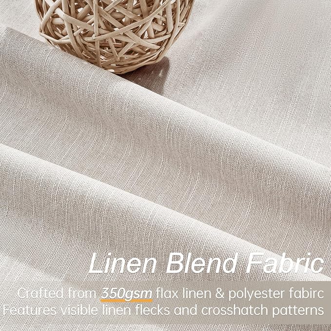 Oatmeal Blackout Curtains for Living Room 100 Inch Long 2 Panels, Linen - Image 2