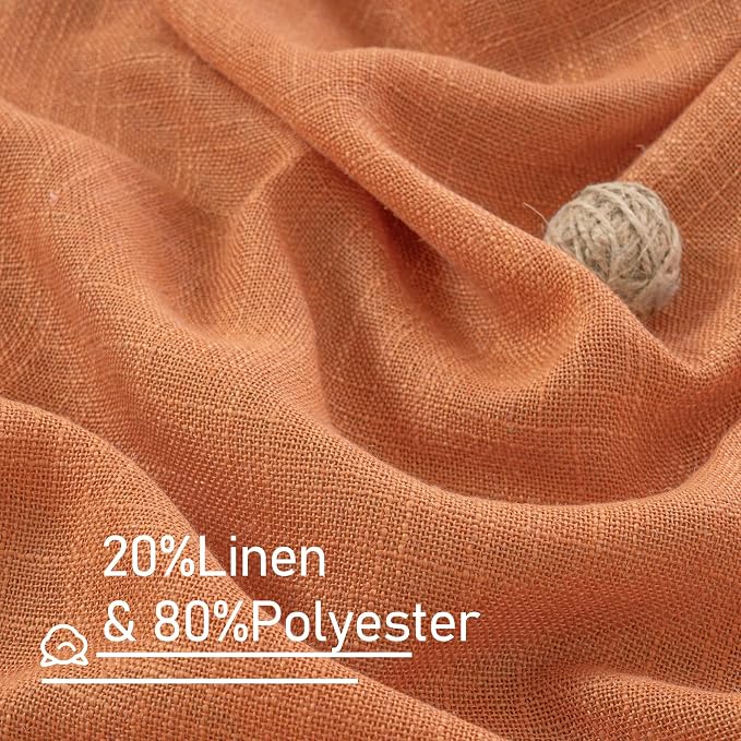 Linen Curtains 48 Inch Length Semi Sheer Light Filtering 2 Panels | Linen - Image 2