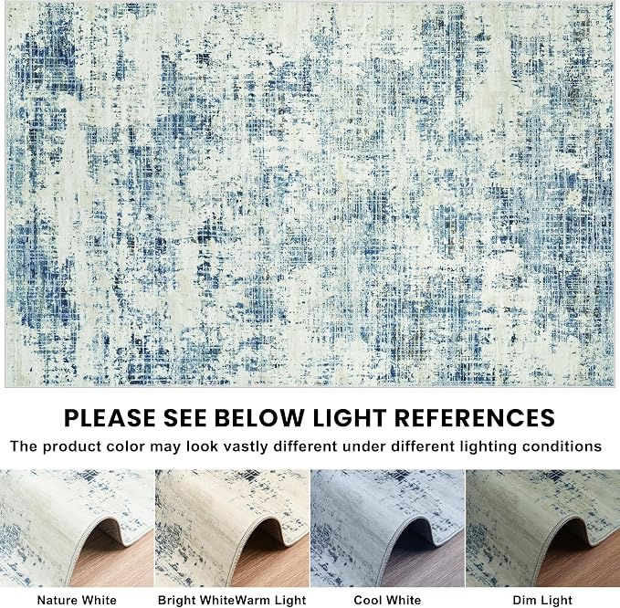 8x10 Area Rugs for Living Room Washable Rug: Anti-Skid Abstract Modern Living - Image 8