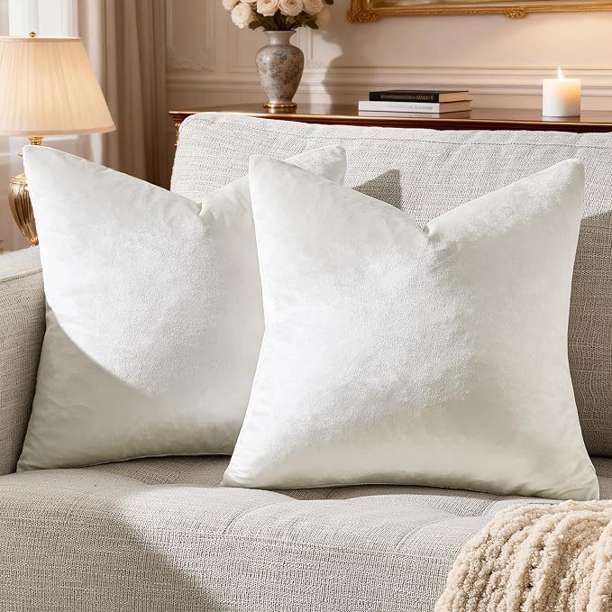 GIGIZAZA Velvet Pillow Covers 18x18: Pack of 2 Throw Pillows Soft Solid Covers by GIGIZAZAFocusingonhomedecoration