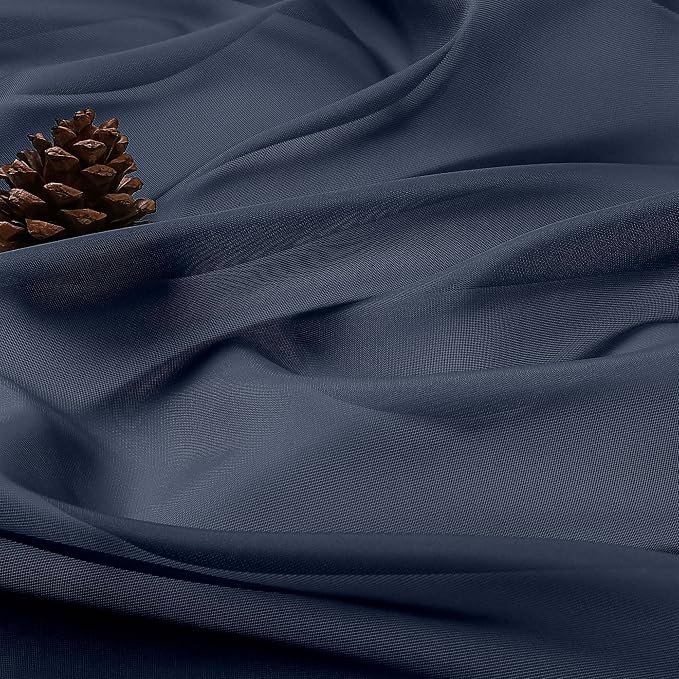 Navy Blue Sheer Curtain 90 Inches Long 2 Panels Set, Solid Filmy Drapes - Image 7
