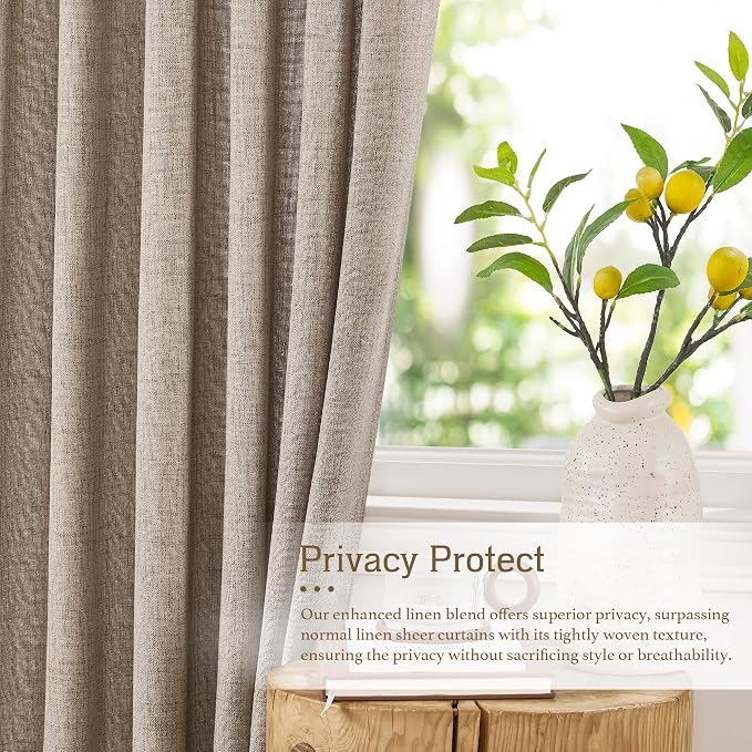 RYB HOME Sheer Curtains 108 inches, Extra Long Floor to Ceiling Curtains | - Image 2