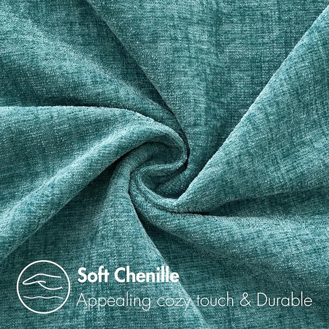 MIULEE Pack of 2 Couch Throw Pillow Covers 22x22 Inch Soft Teal Chenille Pillow - Image 2