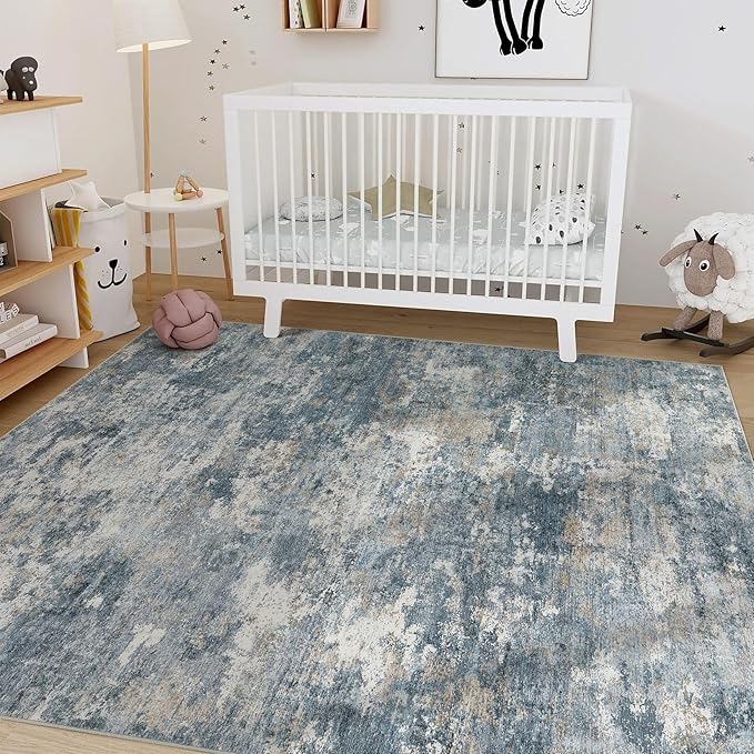 Nakagishi 6x9 Area Rugs Living Room: Washable Abstract Large Neutral Soft Rug - Image 6