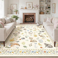 Cat 8x10 Area Rugs for Living Room, Machine Washable Animal Floral Vintage Rug by Soalmost