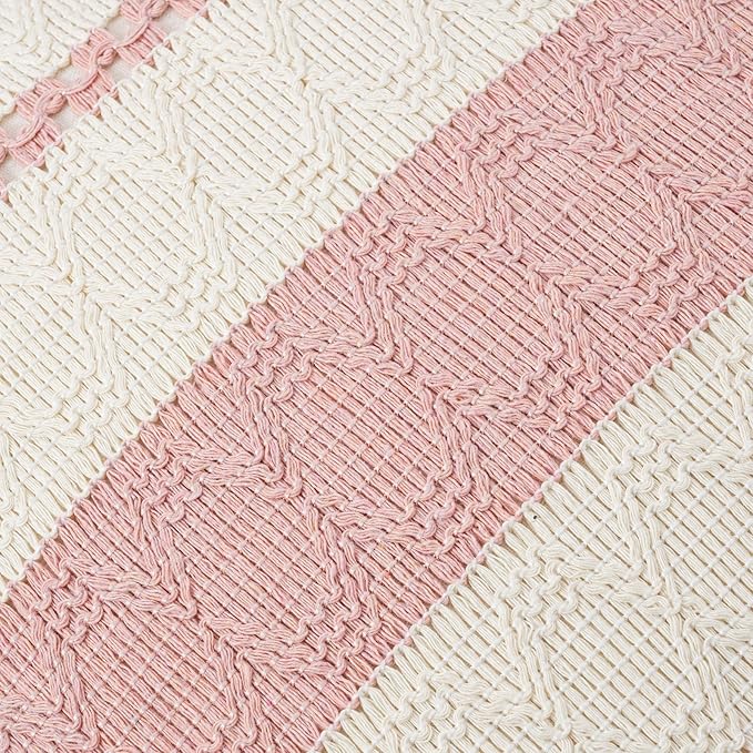 Fancy Homi Set of 1 Boho Pink Decorative Throw Pillow Cover 22x22 Inch - Image 4