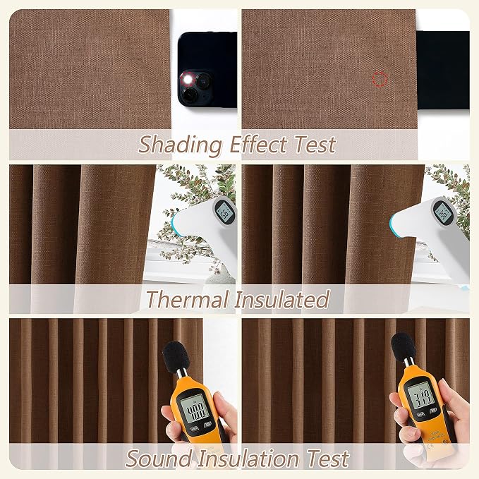 Guken 100% Blackout Linen Curtains 90 Inch Length 2 Panels Set - Image 5