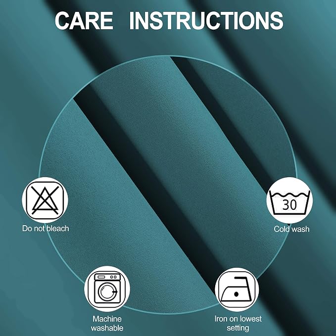 Sea Teal Blackout Curtains 66 x 63 Inch Length/Set of 2 Curtain Panels/Thermal - Image 4