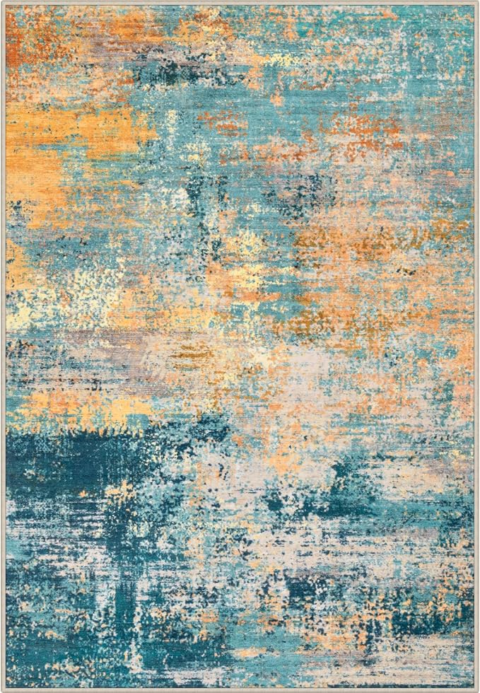 2x3 Washable Entryway Rug: Modern Abstract Soft Carpet Rosy Haze | by FXRHLP