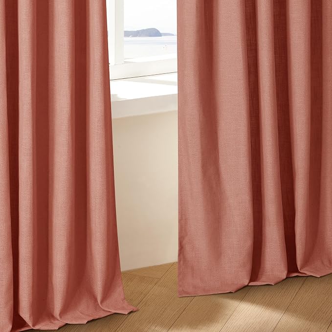 Firebrick Pleated Linen Curtains 96 Inches Long - Image 8
