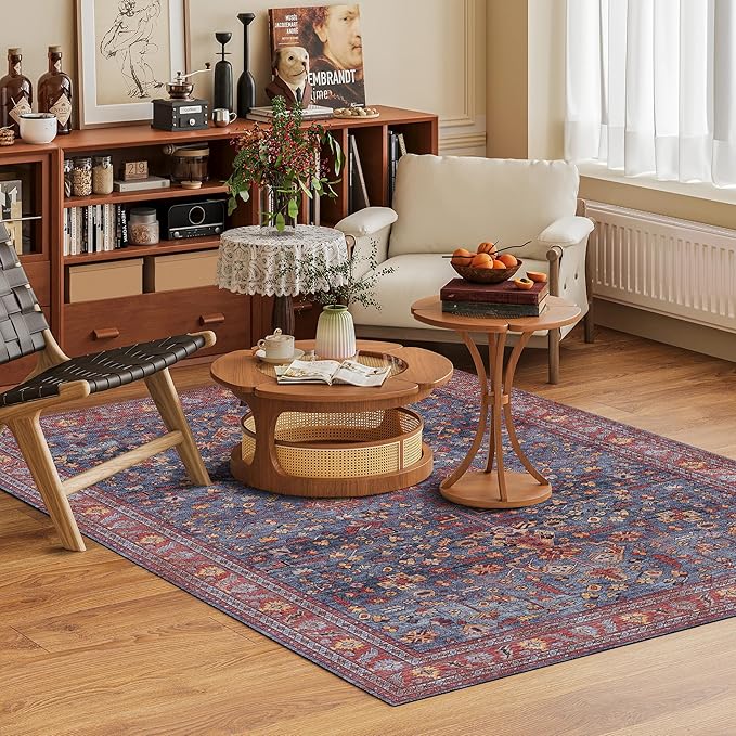 Washable Area Rug 5' x 7' Vintage Traditional Persian Mat - Image 2