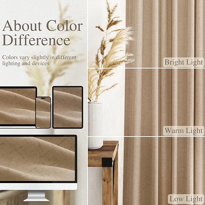 Nanspring Sand Beige Curtains 90 Inches Long - Image 3