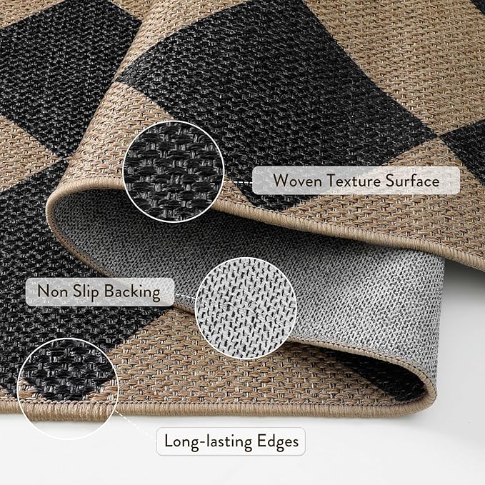 Lahome Colette Checkered Easy Jute Runner Rug, 2x6 Kitchen Mats - Image 5