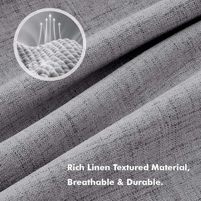 MIULEE 100% Blackout Linen Curtains 42 x 72 Inch Glacier Gray 2 Panels | - Image 3