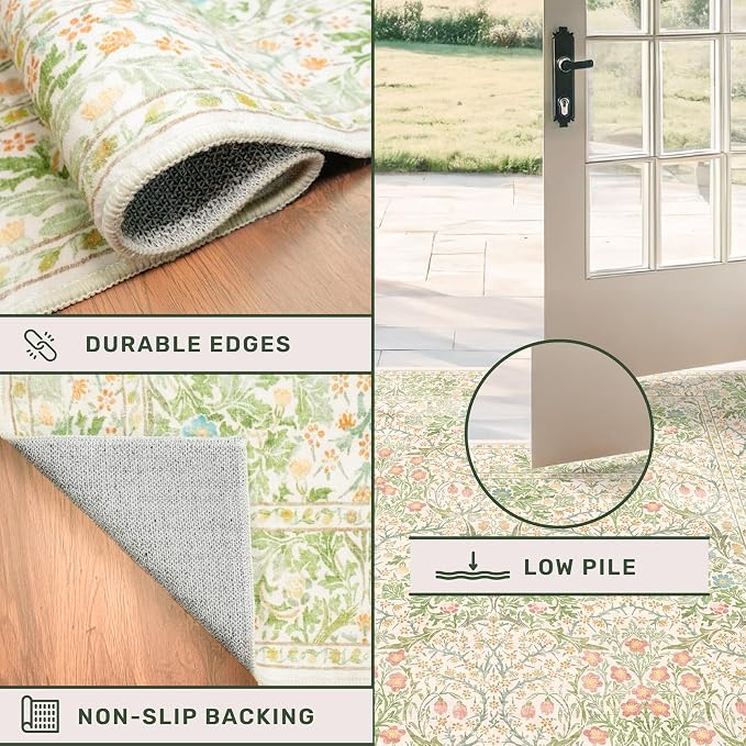 Beige Green 2'6" x 10' Runners for Wide Hallways Non Slip, Extra Long 10ft - Image 4