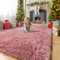 Amdrebio Blush Pink Fluffy Kids Area Rug 5x7 by Amdrebio