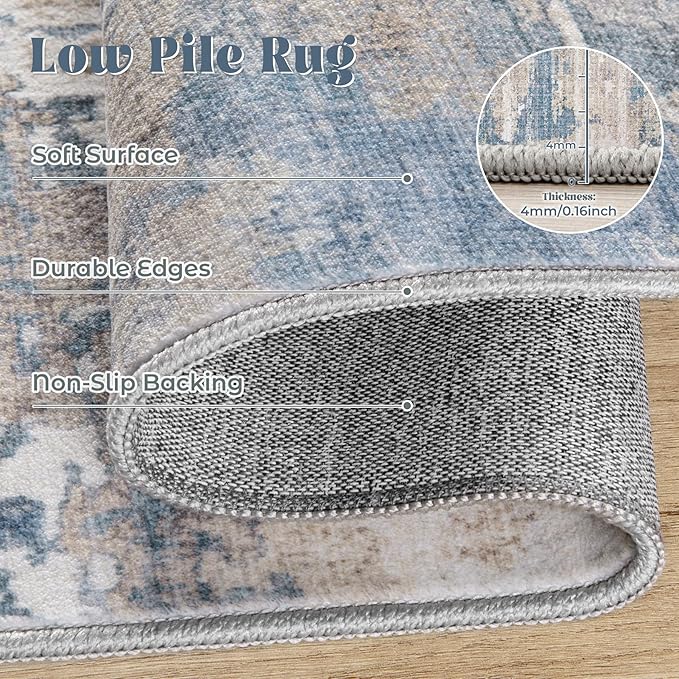 6x9 Area Rugs for Living Room, Washable Modern Abstract Large Area Rug Neutral - Image 7