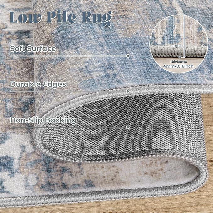 5x7 Area Rugs for Living Room, Washable Modern Abstract Large Area Rug Neutral - Image 7