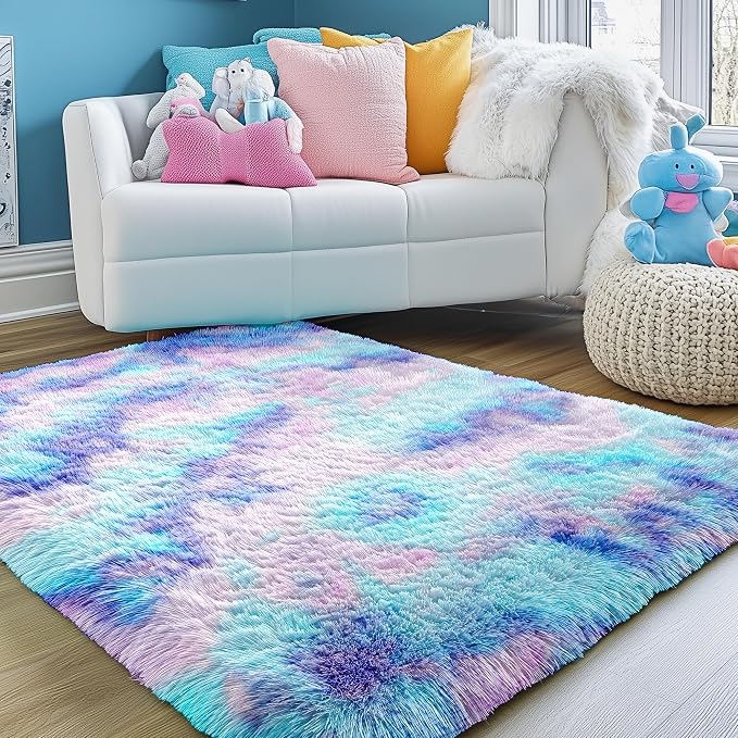 Rainbow Purple Area Rugs for Living Room 5x7 Ft, Plush Adorable Kawaii Rugs | - Image 6