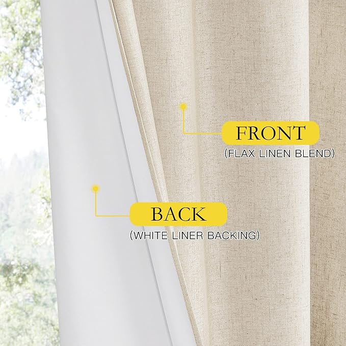 NICETOWN 100% Blackout Room Warming Linen Texture Curtains 84 inches Long - Image 6