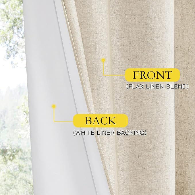 NICETOWN Linen Blackout Curtains 54" Long - Image 5