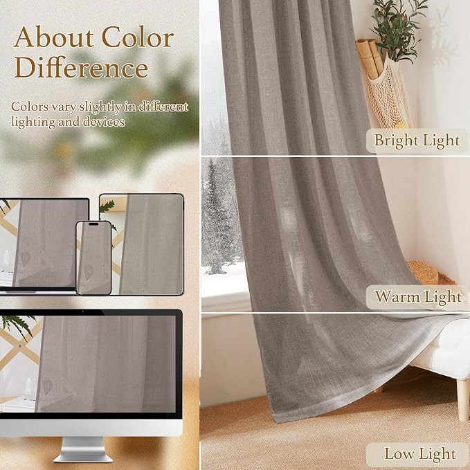 RYB HOME Sheer Curtains 95 inches Long - Image 7