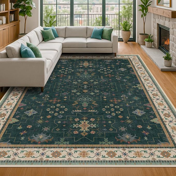 Dark Green Oushak Living Room Rug 10x12 - Image 5