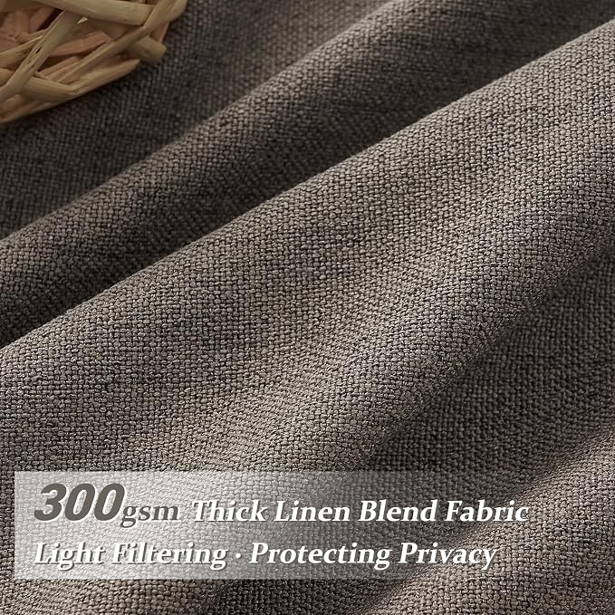 Pleated Chocolate Tart Natural Linen Curtains 96 Inches Long - Image 3