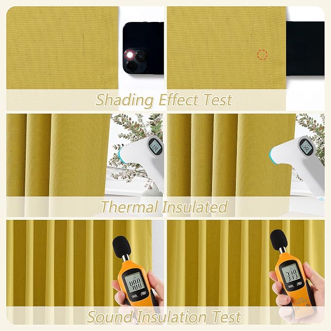 Guken 100% Blackout Curtains 90 Inch Length 2 Panels Set - Image 6