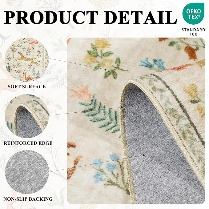 DUKINO 3x5 Rug, Washable Animal Area Rug - Image 4