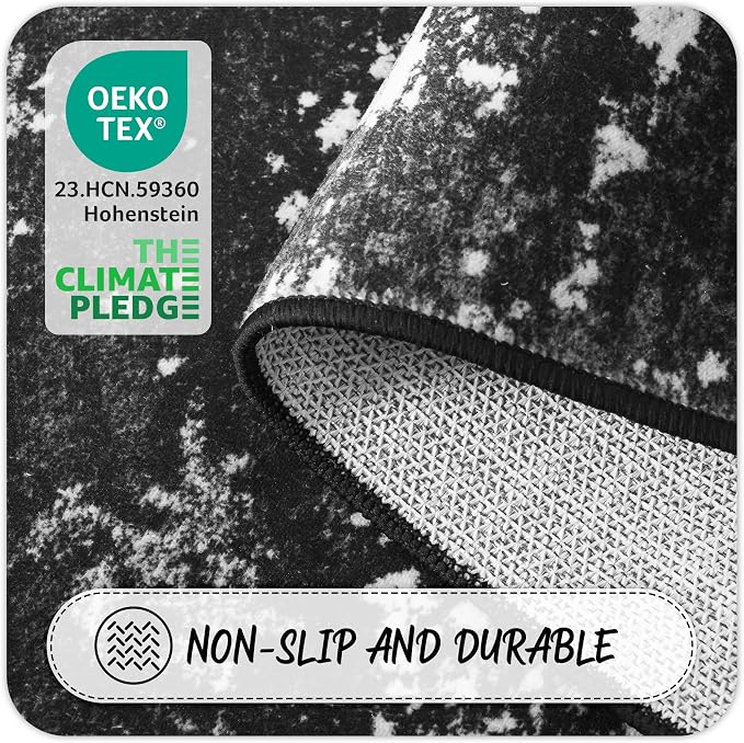 Black Round Rug 4ft Washable Circle Area Rugs - Image 5