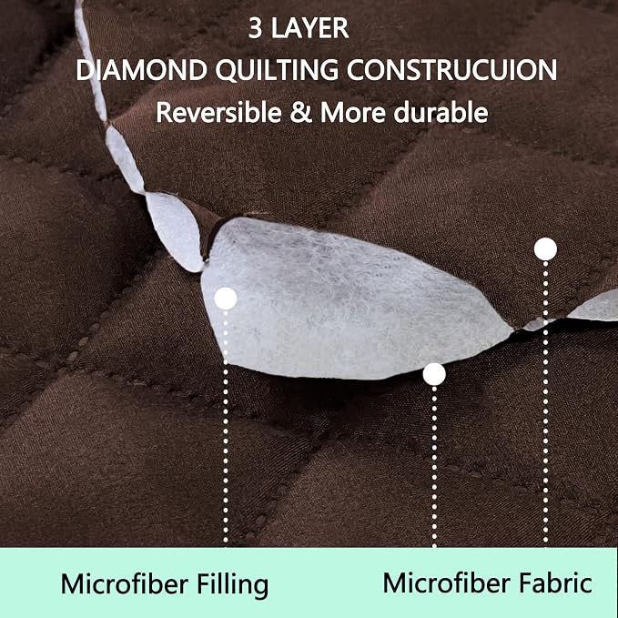 Reversible Couch Cover for 3 Cushion, Chocolate/Beige | Couch Cover for Sofa - Image 3
