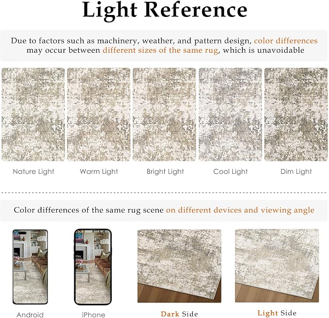 PureCozy Beige Area Rug 3x5 Machine Washable Modern Abstract Office Carpet - Image 7