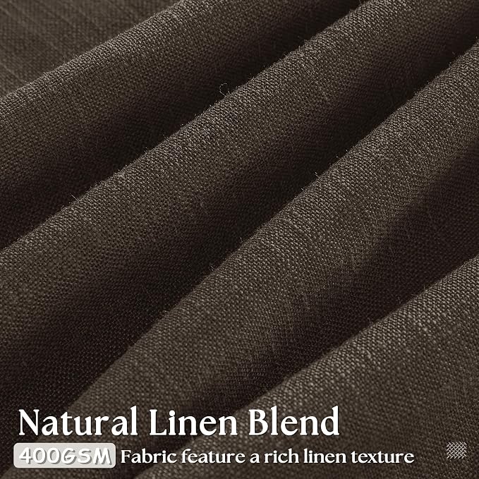Dark Chocolate 80 Inch Pinch Pleated Semi Sheer Linen Curtains 2 Panels | - Image 3