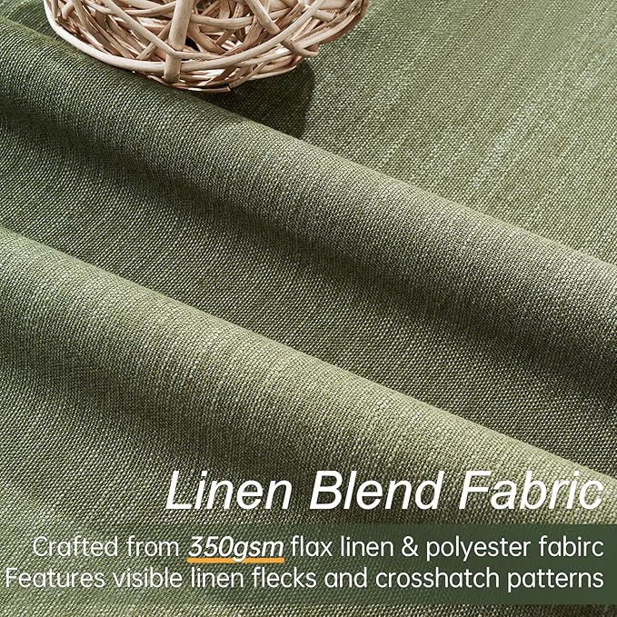 Topfinel Olive Green Linen Blackout Curtains 84 Inch Long - Image 3