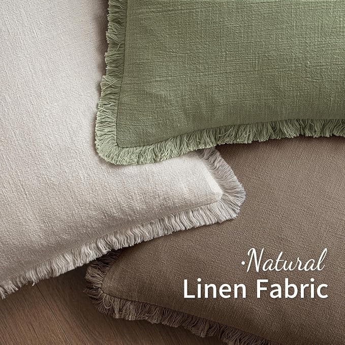 MIULEE Linen Decorative Fall Euro Throw Pillow Covers Cocoa Brown 28x28 | Set - Image 4