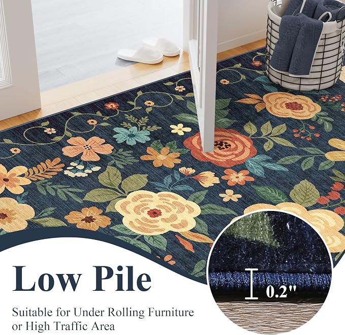 DUKINO 2.6x10 Hallway Runner Rug Washable Kitchen Rugs Non Slip, Low Pile - Image 7